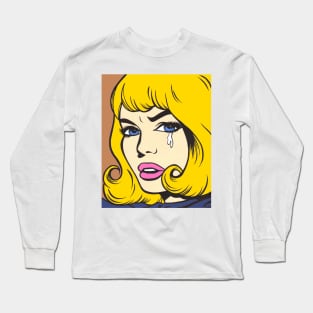 Blonde Crying Comic Girl Long Sleeve T-Shirt